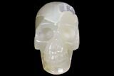 Polished Agate Skull with Druzy Quartz Crystal Pocket #148089-3